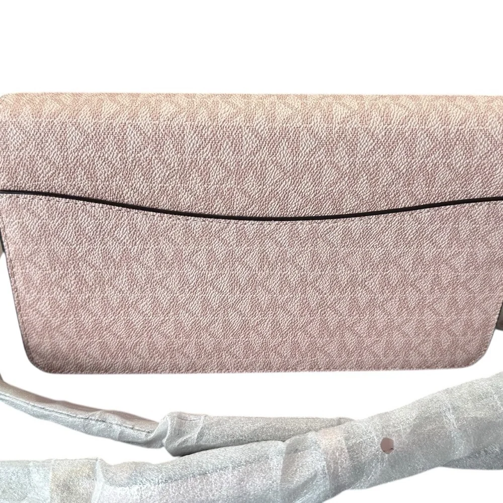 Michael Kors Jet Set Medium Signature Logo Crossbody Bag Powder Blush 35F5GTVC